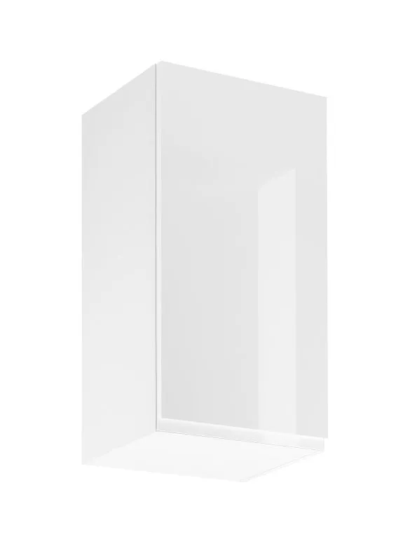 Küchenhängeschrank | 1 Drehtür | Farbe: Weiß | 2 Fächer | Soft-Close Funktion | 40 x 32 x 72 cm | hochglanzlackiert | Türanschlag wechselbar | griffloses System