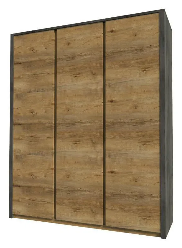 Schlafzimmer - Kleiderschrank, Farbe: Eiche Dunkelbraun / Grau - 197 x 166 x 53 cm (H x B x T) Abbildung