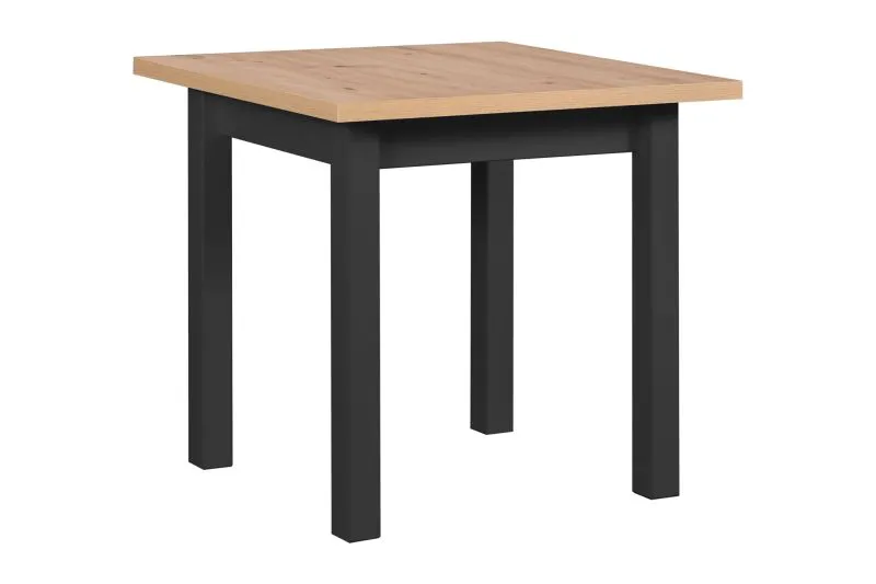 Esstisch LELDE in Schwarz/Eiche, ausziehbar, platzsparend, Abmessung 80 x 80/160 cm (B x T), leicht kombinierbar, Tischplattenhöhe 32 mm, Laminatplatte