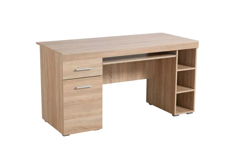 Schreibtisch mit Tastaturfach Delare 01, Farbe: Eiche Sonoma, Abstellplatz für den PC-Rechner, eine Schublade, ABS-Kanten, Maße: 75,5 x 145 x 65,5 cm