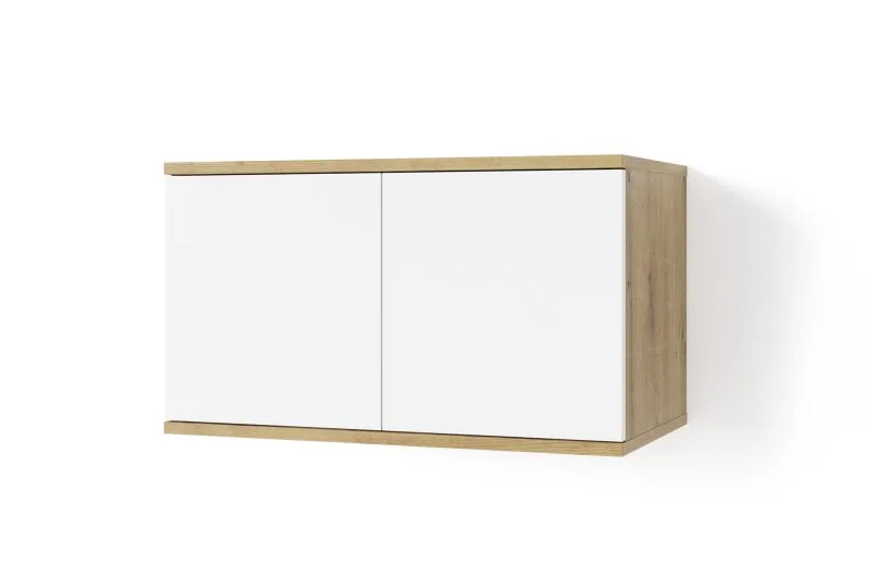 Hängeschrank mit Push-to-open Funktion Jaralillo 04, zwei Türen, Farbe: Eiche Artisan / Weiß, vier Fächer, für die Garderobe, Maße: 42 x 70 x 40 cm