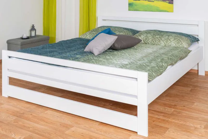 Weißes Jugendbett Buche Massivholz 115, inkl. Lattenrost, Matratzenmaße 180 x 200 cm, einfache und rasche Montage, robust und stabil