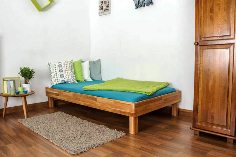 Eiche-Bett massiv | 100 x 200 cm | Eiche | Geölt Abbildung