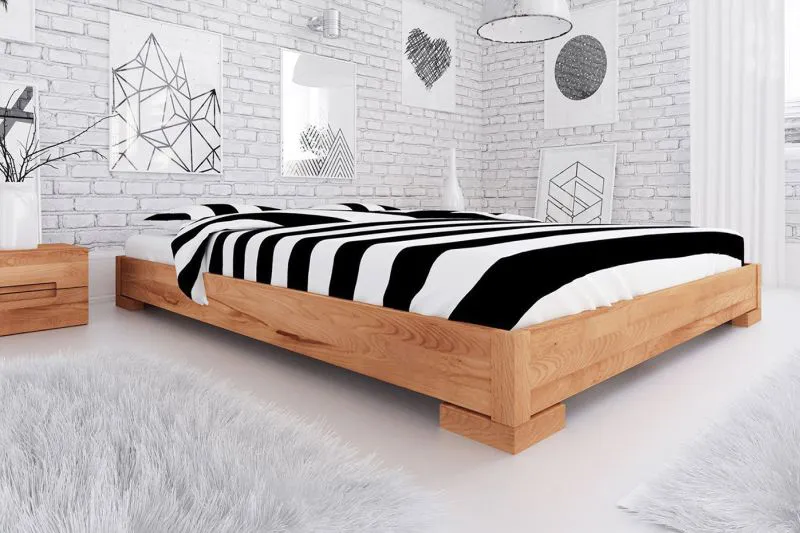 Buche-Bett massiv | 180 x 200 cm | Kernbuche | Geölt | Natur Abbildung