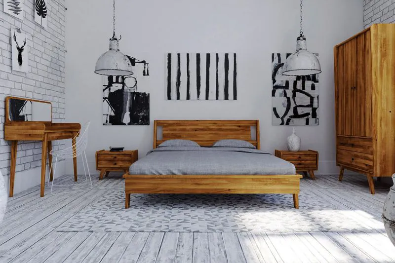 Wildeiche-Bett massiv | 200 x 200 cm | Wildeiche | Geölt | Natur Abbildung
