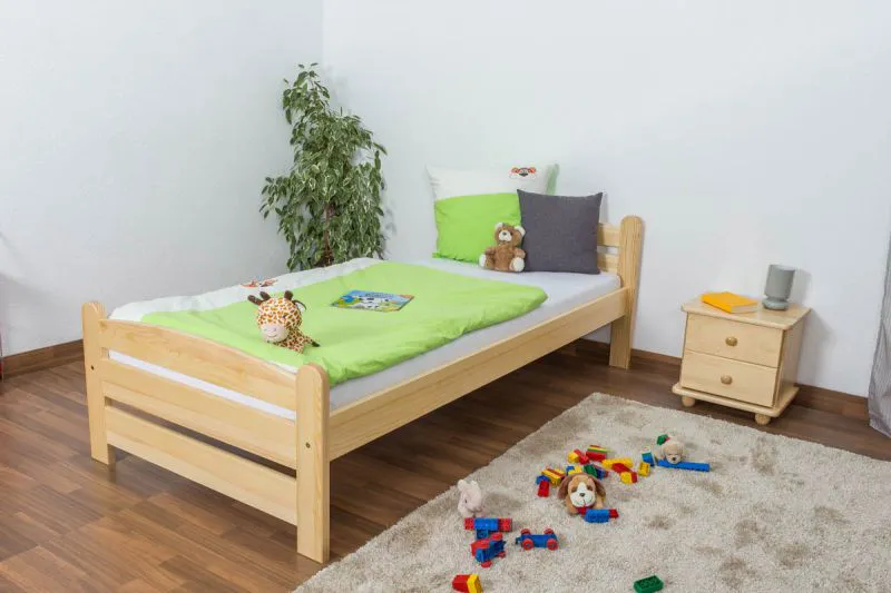Kinderbett 90 x 200 cm | Massivholz: Kiefer | Natur Lackiert Abbildung