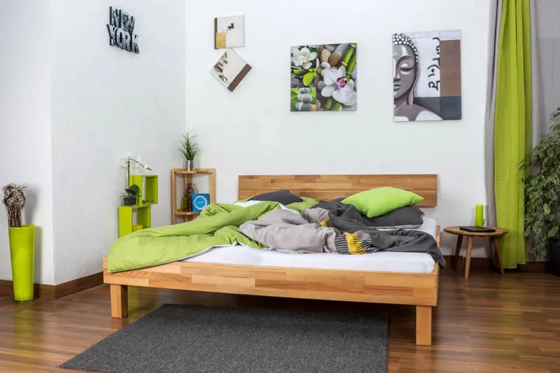 Kernbuche Massivholz Bettgestell 180 x 200 cm geölt Abbildung