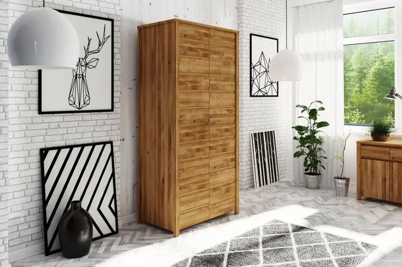 100 cm breiter Kleiderschrank mit 2 Türen | Farbe: Natur Abbildung