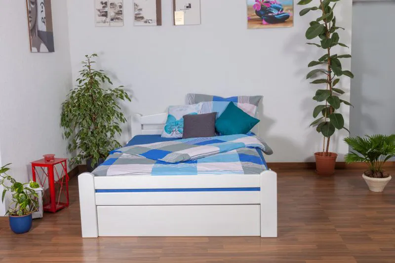 Buche Massivholz Bettgestell 140 x 200 cm Weiß Abbildung