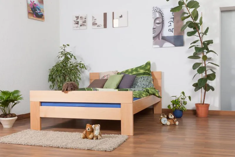 Bett Buche massiv 140 x 200 cm Natur Abbildung