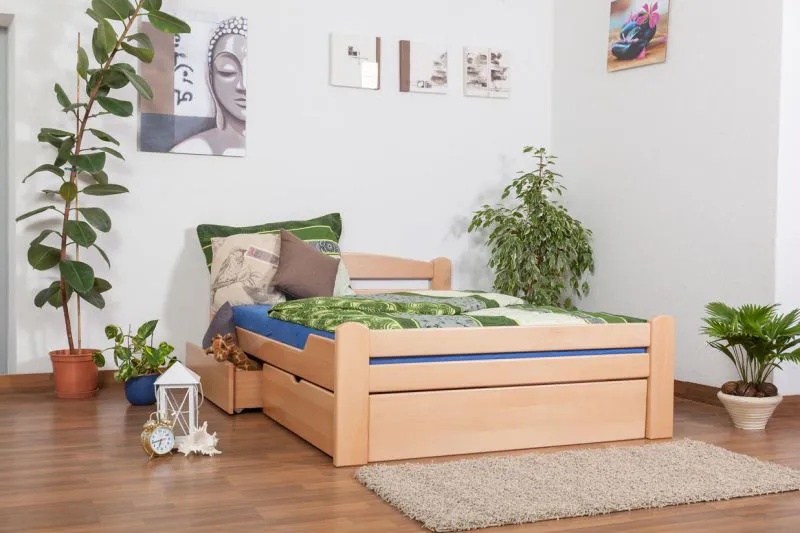 Massivholz Bettgestell Buche 140 x 200 cm Natur Abbildung