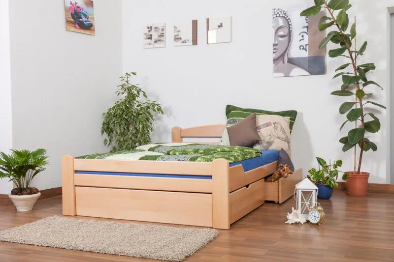 Bett Buche massiv 140 x 200 cm Natur Abbildung