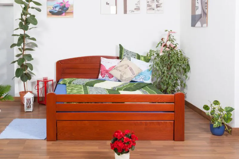 Holzbett 160 x 200 cm Buche massiv Kirsche Abbildung