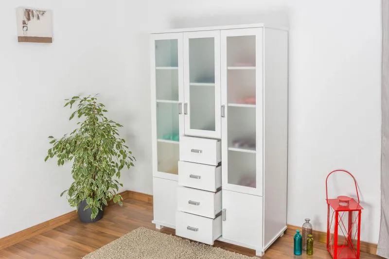 Echtholz Kleiderschrank, Farbe: Weiß 195x121x50 cm Abbildung