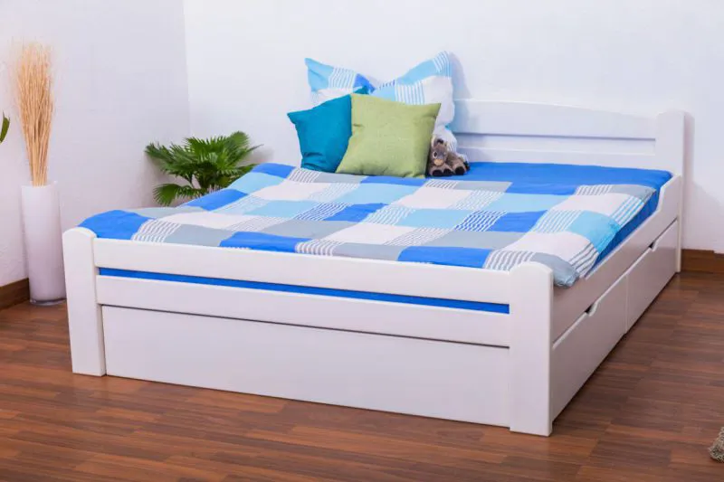 Schubladenbett Buche 160 x 200 cm Weiß Abbildung