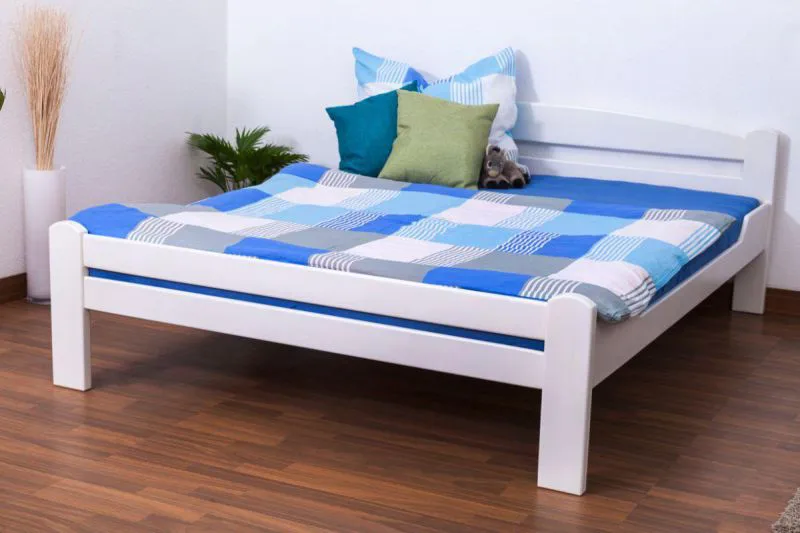 Bett Buche massiv 160 x 200 cm Weiß Abbildung