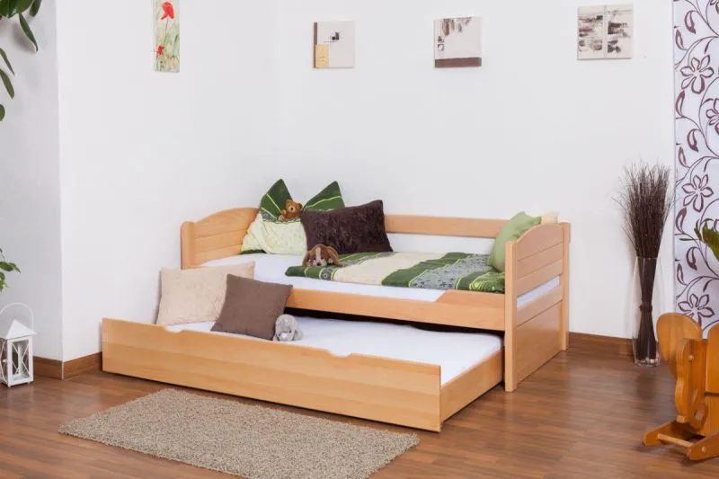 Stauraumbett Bettgestell Buche 90 x 200 cm Natur Abbildung