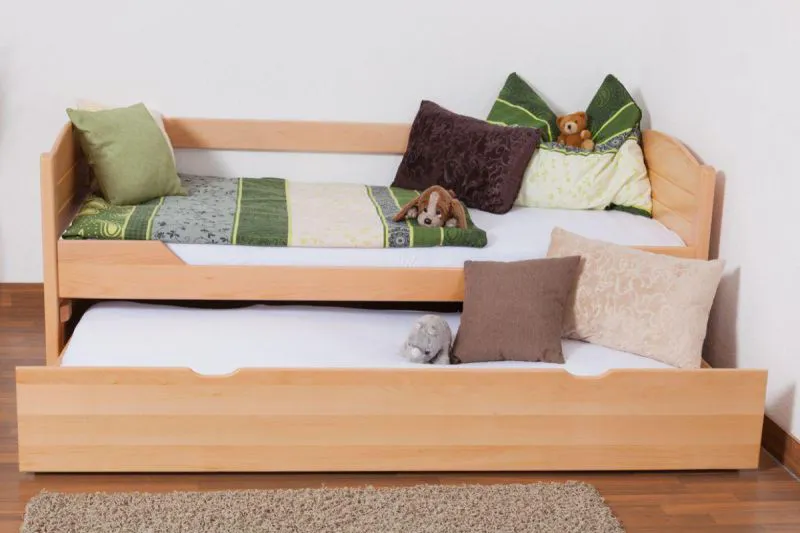 Buche Schubladenbett 90 x 200 cm Natur Abbildung