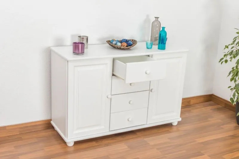 Sideboard, Kiefer massiv, Breite: 121 cm, Farbe: Weiß Abbildung