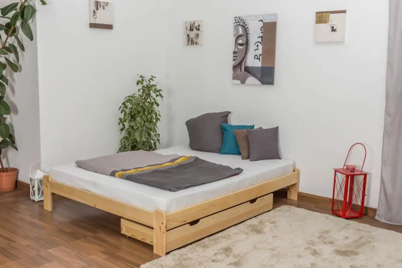 Holzbett 160 x 200 cm Kiefer massiv Natur Abbildung