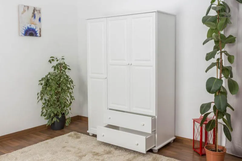Kiefer-Schrank A-Qualität Massivholz Weiß 195x135x59 cm Abbildung