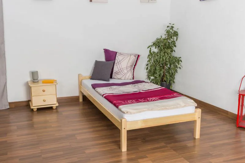 Holzbett 90 x 200 cm Kiefer massiv Natur mit Lattenrost Abbildung