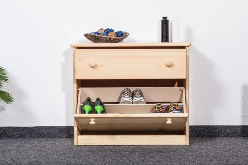 Massivholz-Schuhschrank, Farbe: Natur 115x72x29 cm Abbildung