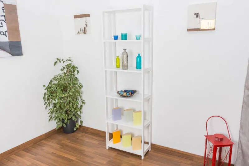 Regal - 60 cm breit, Kiefer Holz-Massiv, Farbe: Weiß Abbildung