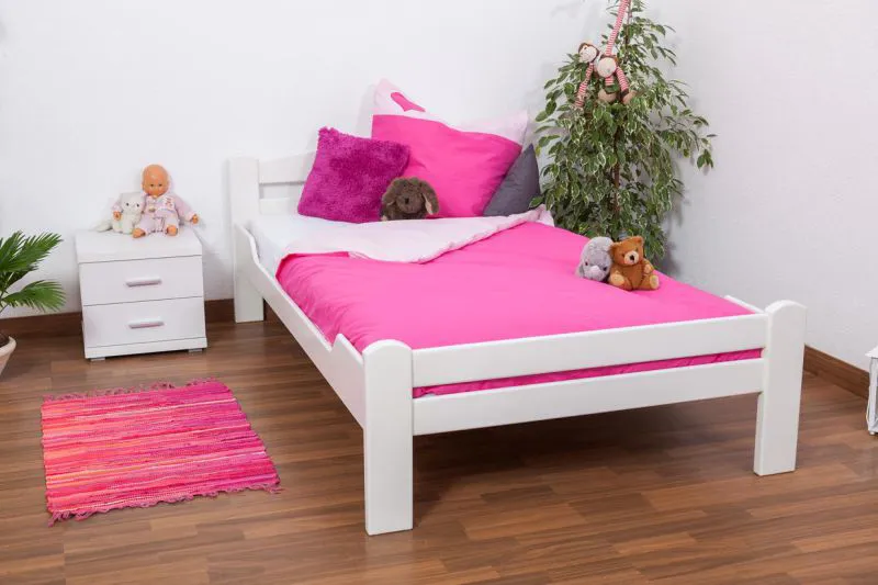Massivholzbett Buche 120 x 200 cm Weiß mit Lattenrost Abbildung