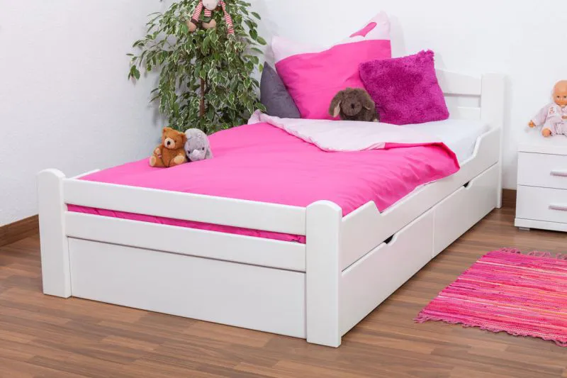 Massivholz Bettgestell Buche 120 x 200 cm Weiß Abbildung
