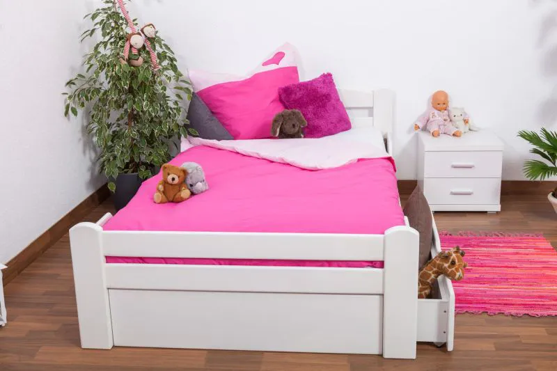 Bettgestell Buche 120 x 200 cm Weiß Abbildung