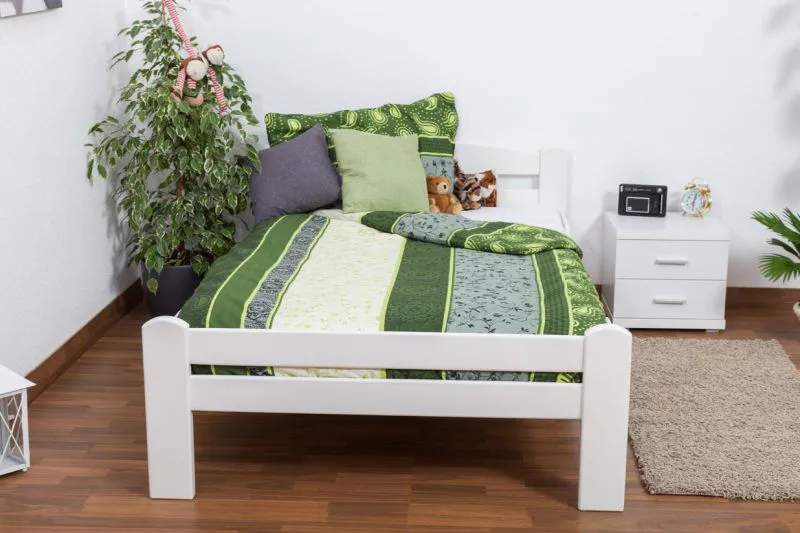 Buche Bettgestell 120 x 200 cm Weiß Abbildung