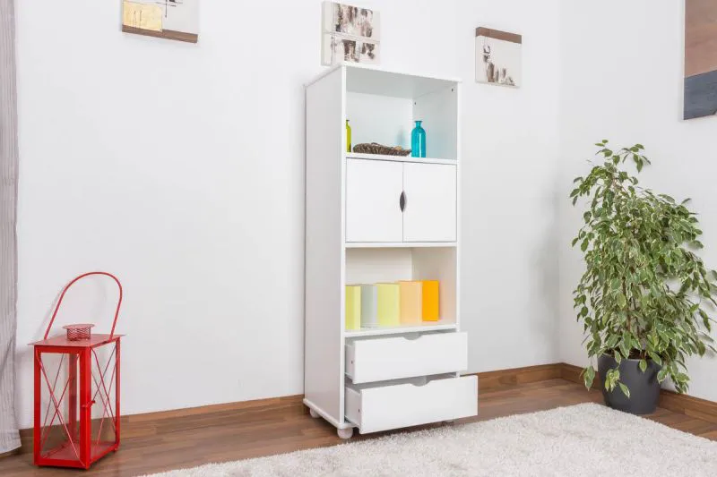 Regal - 60 cm breit, Kiefer Holz-Massiv, Farbe: Weiß Abbildung