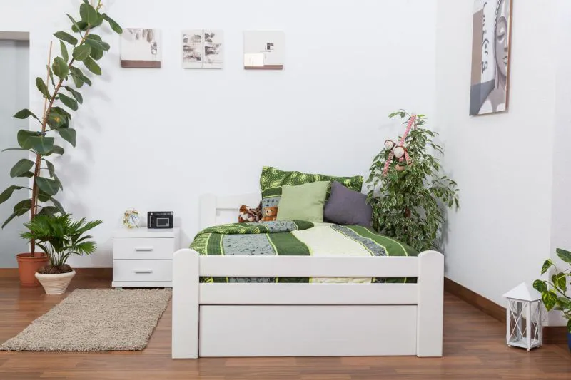 Weißes Buche Holzbett 120 x 200 cm Weiß Abbildung