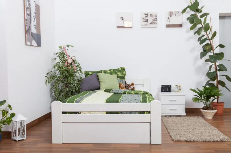 Bett Buche 120 x 200 cm Weiß Abbildung