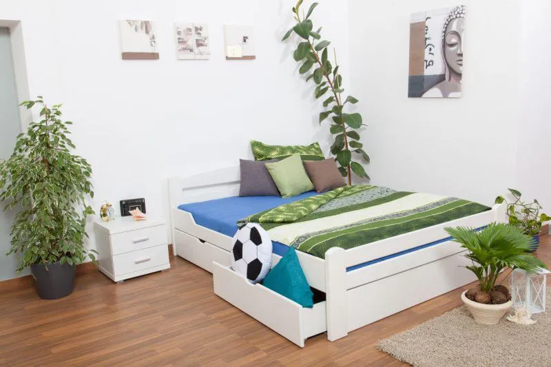 Weißes Buche Holzbett 180 x 200 cm Weiß Abbildung