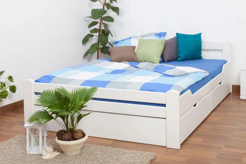 Bettgestell Buche 180 x 200 cm Weiß Abbildung