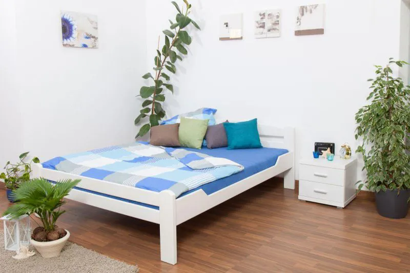 Weißes Buche Massivholzbett 180 x 200 cm Weiß Abbildung
