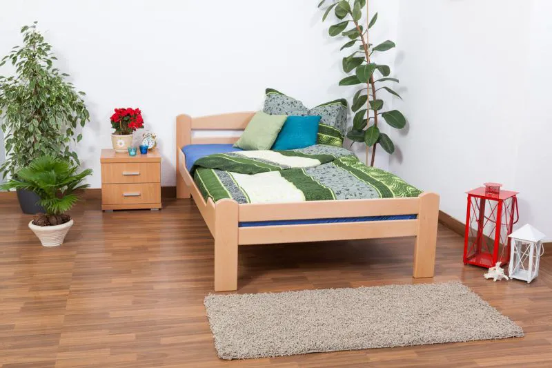 Massivholzbett Buche 120 x 200 cm Natur mit Lattenrost Abbildung