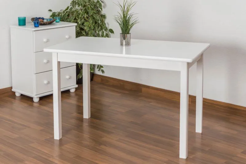 Esstisch Esszimmertisch 70x120 cm Kiefer massiv, Farbe: Weiß Abbildung