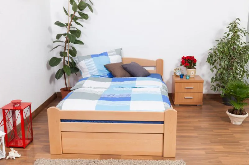 Massivholz Bettgestell Buche 120 x 200 cm Natur Abbildung