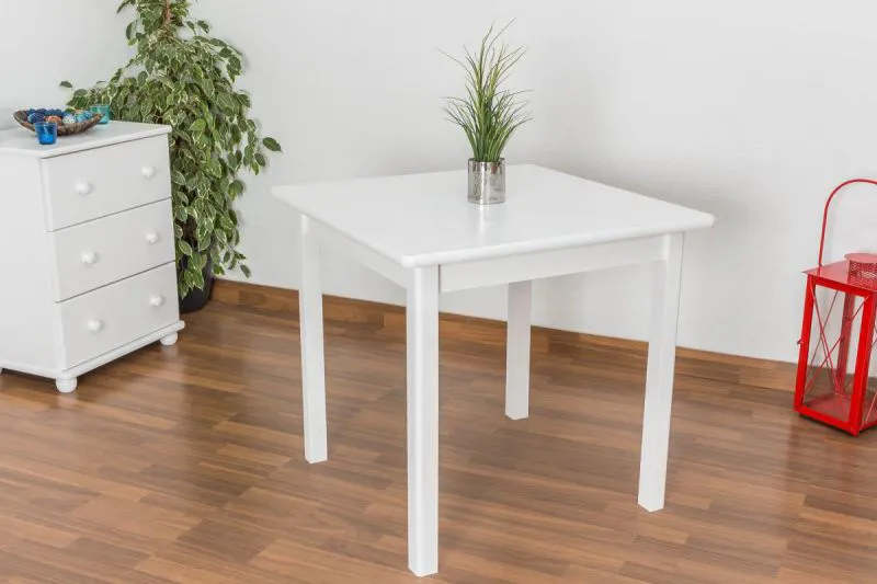 Esstisch Esszimmertisch 80x80 cm Kiefer massiv, Farbe: Weiß Abbildung