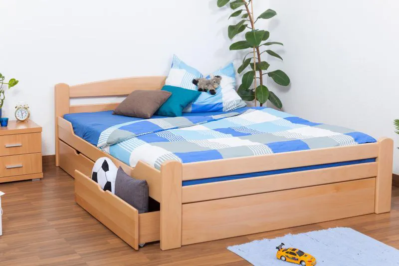 Bett 160 x 200 cm Buche massiv Natur Abbildung