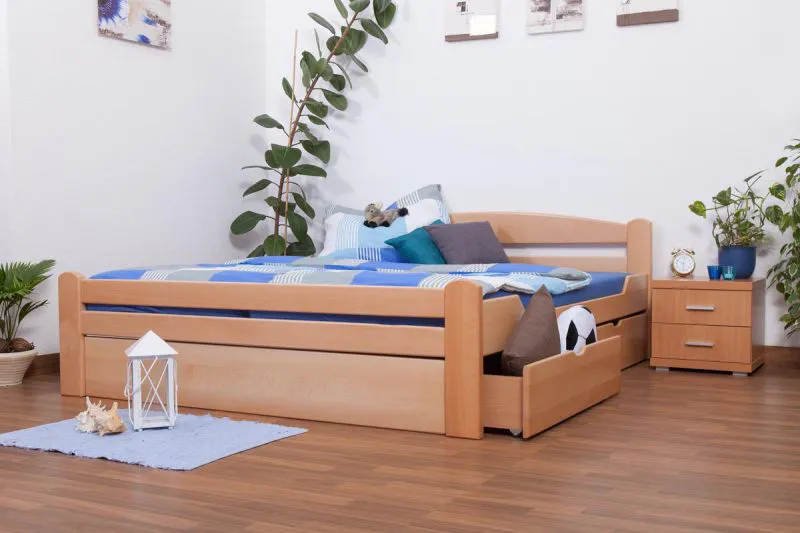 Buche Schubladenbett 180 x 200 cm Natur Abbildung
