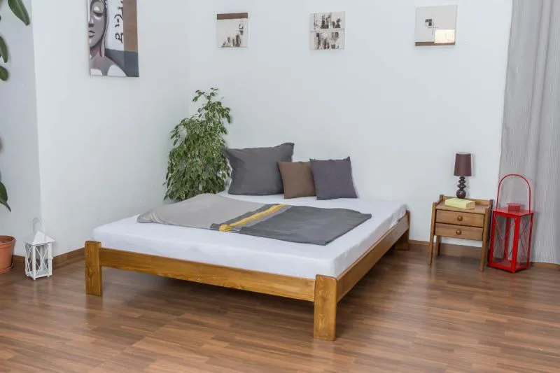 Massivholzbett Kiefer 160 x 200 cm Eiche Abbildung