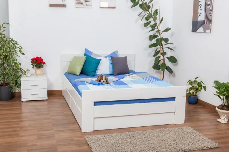 Weißes Buche Schubladenbett 140 x 200 cm Weiß Abbildung