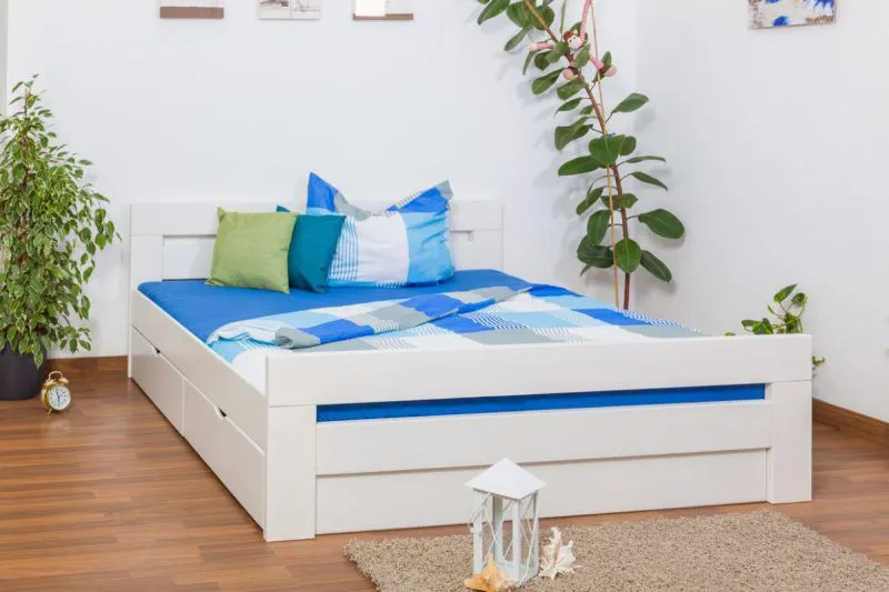Massivholz Bettgestell Buche 180 x 200 cm Weiß Abbildung