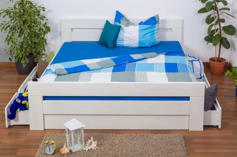Weißes Buche Stauraumbett 180 x 200 cm Weiß Abbildung