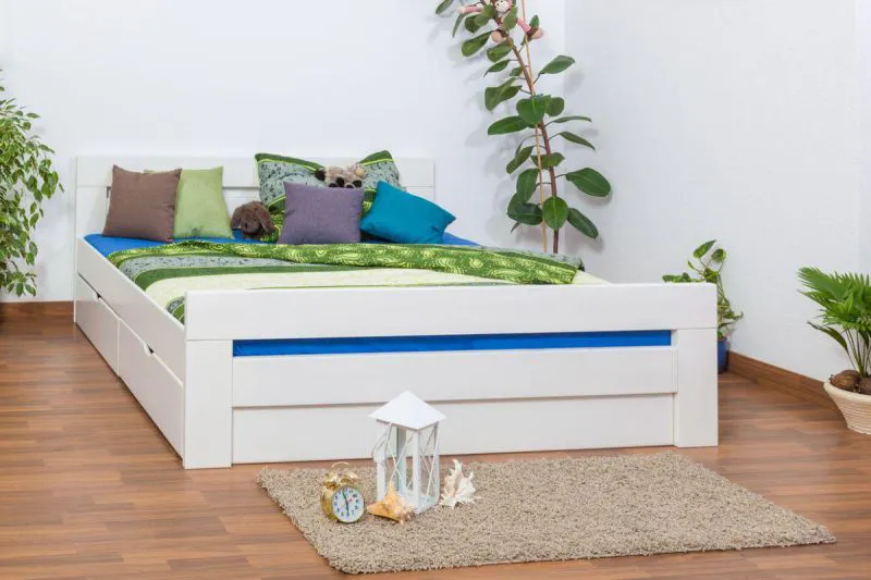 Bett Buche massiv 180 x 200 cm Weiß Abbildung