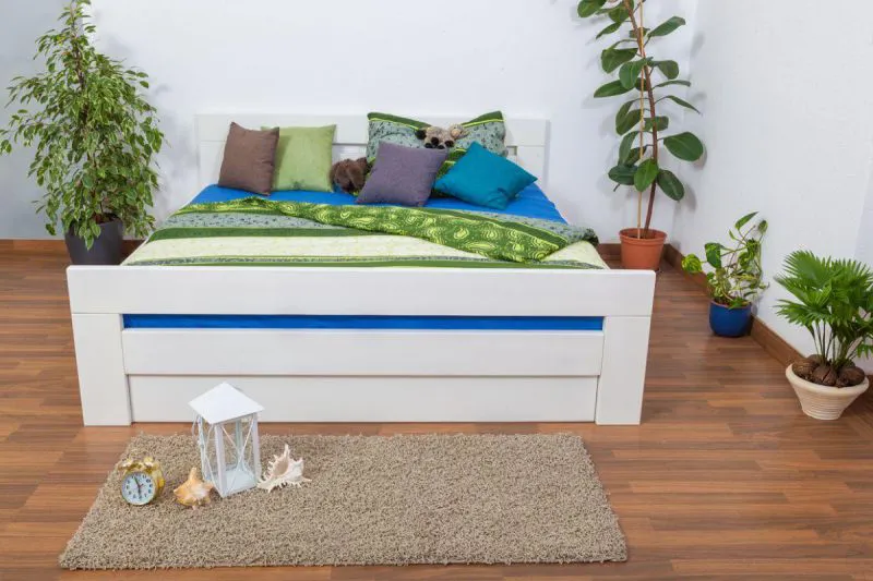 Buche Massivholzbett 180 x 200 cm Weiß Abbildung